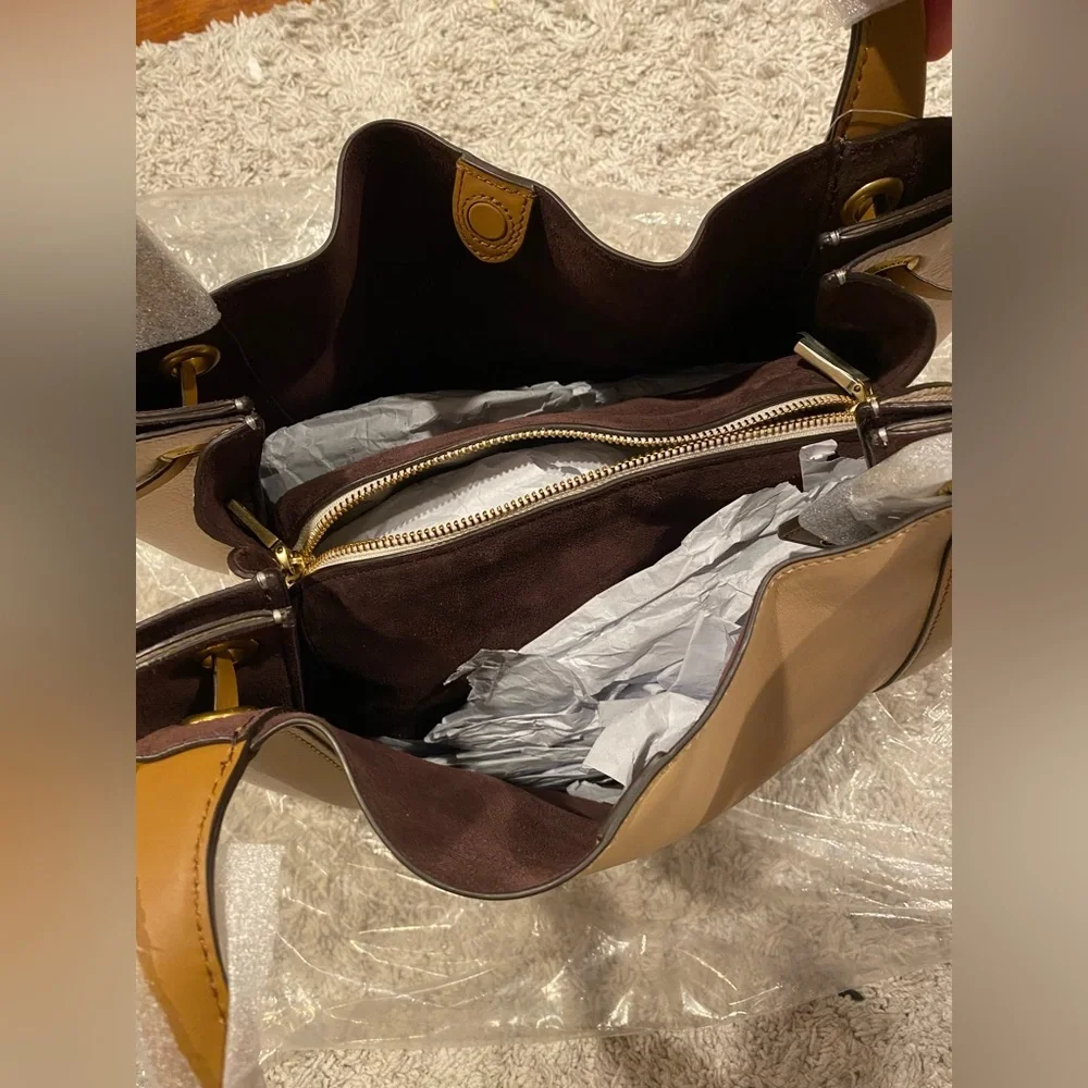 Coach Harmony Hobo In Colorblock Brass/Beechwood